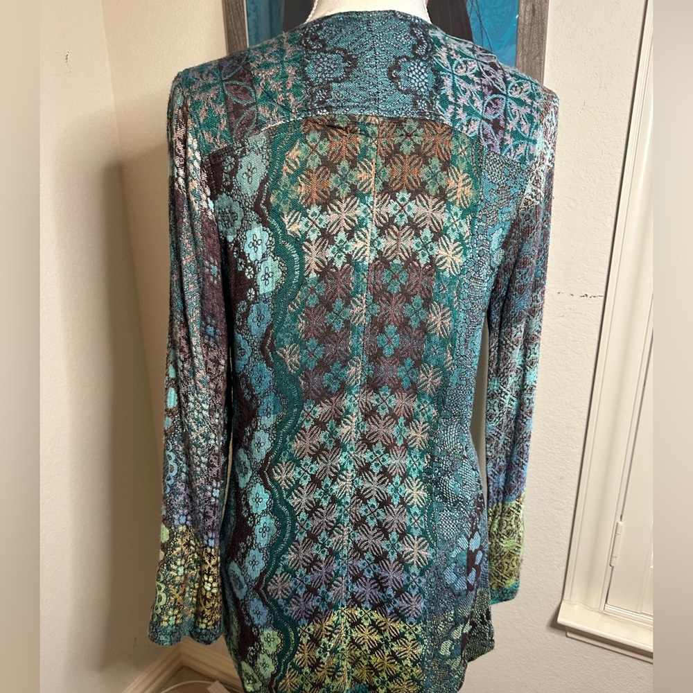 Soft Surroundings Saskia Super Soft Teal Woven Boho Relaxed Fit Jacket Sz S View 5
